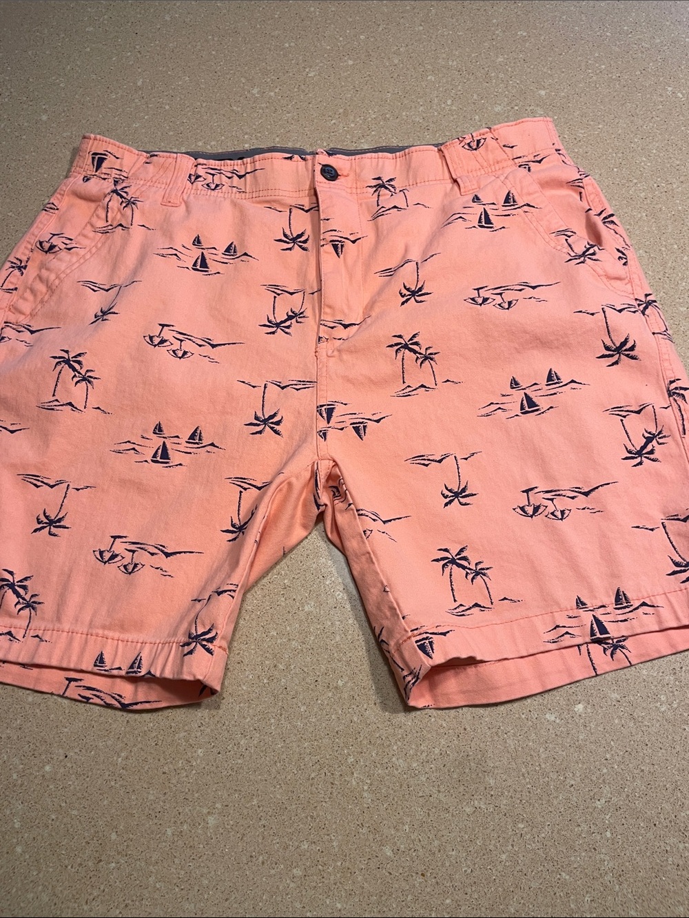 Men's Coral Print Flat Front Shorts